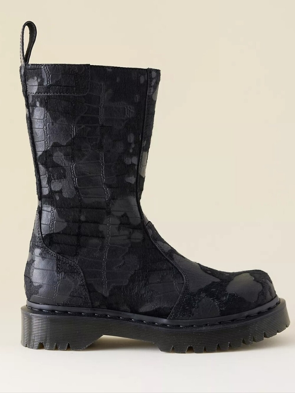 Dr. Martens Rejena Hair-On Croc Leather Black Lace Up Boots 8